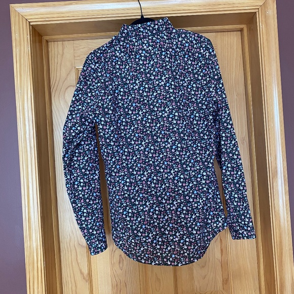 Express Dark Floral Shirtdress Extra Slim Long Sleeve Medium Ditsy Button Down - Picture 5 of 7